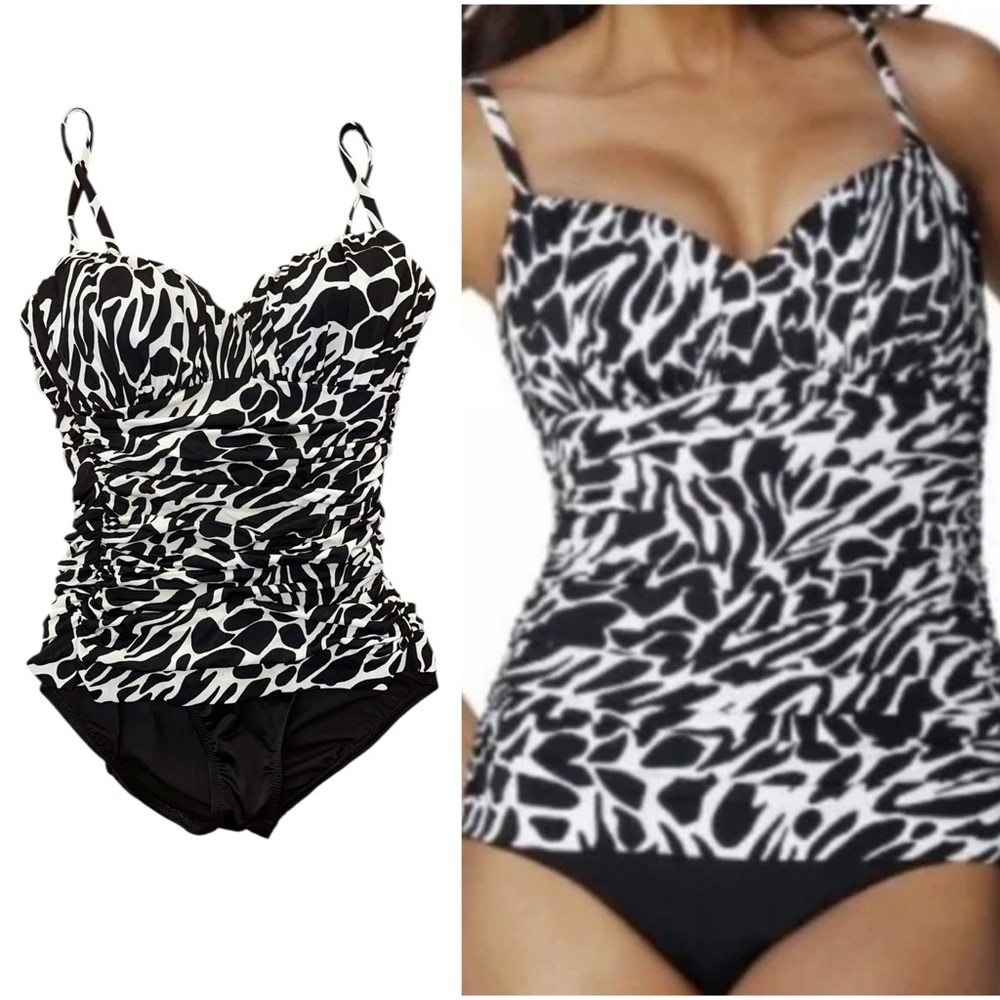 Miraclesuit Rialto Sweetheart Zebra Animal Black and White One Piece Swimsuit 8